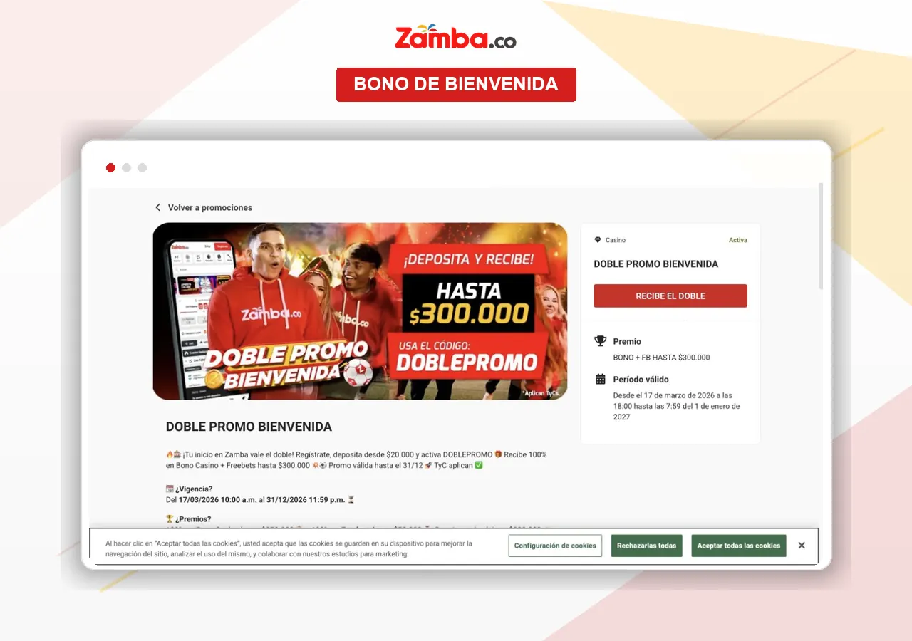 Bono de bienvenida y código promocional Zamba