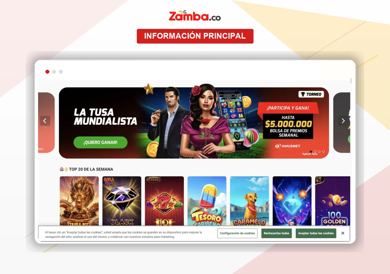 Información principal sobre Zamba Colombia